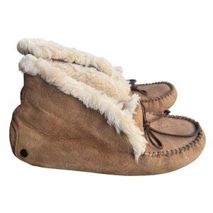 UGG Alena Slipper Chestnut Moccasin Sz 8 Fluffy Shearling